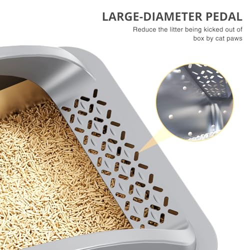 Stainless Steel Cat Litter Box with Lid (Dark Gray)