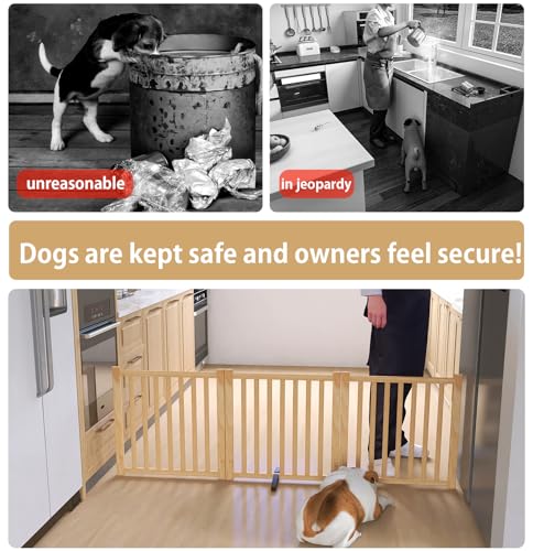 Wooden Freestanding Dog Gate Indoor (【3 Panels】H:23'')
