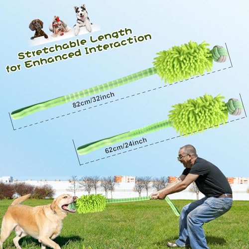 Dog Puppy Toys Dog Squeak Toys Plush Dog Toy with Dog Ropes Knots for Fun and Teeth Cleaning (Green / Dog Bite Ball Toy)