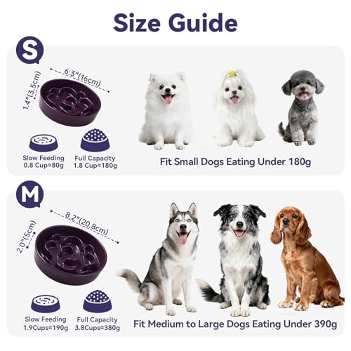 Ceramic Slow Feeder Dog Bowl (Orange / Medium without Stand)