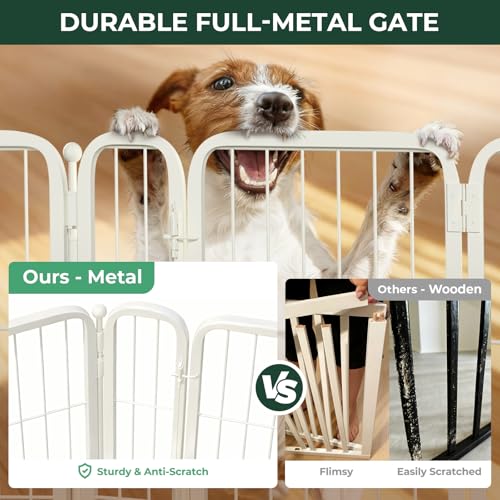 Dog Gate Extra Wide Adjustable for Openings Up to 46" (White / Up to 46" W【1 Panel + 1 Door】 / 24"H)