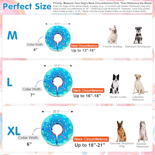 Dog Cone Collar Alternative After Surgery (Blue Donut / XL(Neck:18"-21"))