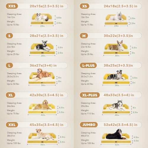 Orthopedic Washable Dog Bed with Bolster for Medium to Large Dogs (36.0"L x 27.0"W x 7.0"Th / Ginger)