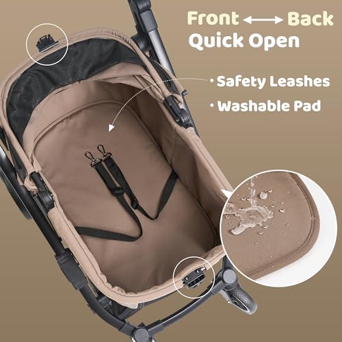 All Terrain Dog Stroller for Small to Medium Dogs (Mocha Brown)