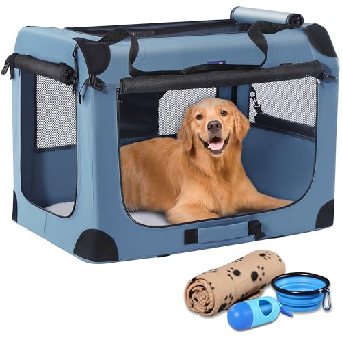 Collapsible Dog Crate (Blue / 40.0"L x 27.0"W x 27.0"H)