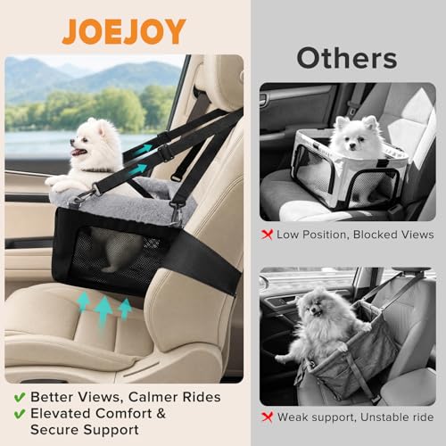 Deluxe Dog Booster Seat with Sturdy Metal Frame and Safety Leash for Small Pets up to 20 lbs (Black)
