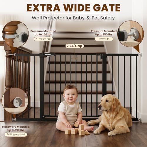 Extra Wide Baby Gate for Doorways (Black / 36-63"W x 30"H)