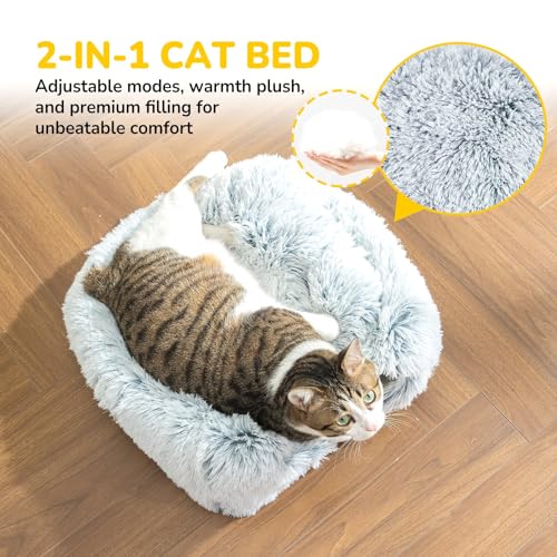 Cat Bed Cat Cave for Indoor Cats (Gray / M(15.7 x 15.7 x 15.7 Inch))