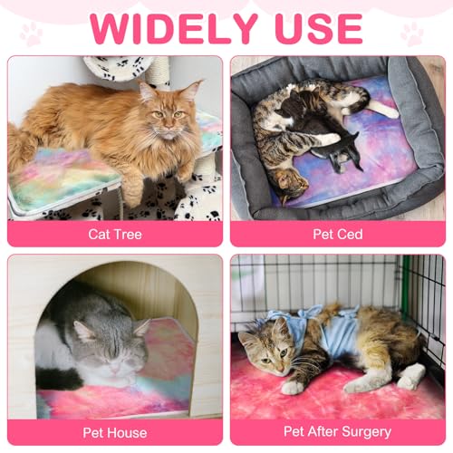 4 Pack Self Heating Cat Bed Cat Self Warming Pad with Removable Cover Extra Warm Thermal Pet Pad Washable Pet Crate Mat Anti Slip Kennel for Indoor Outdoor Pets (20 x 28 Inches)