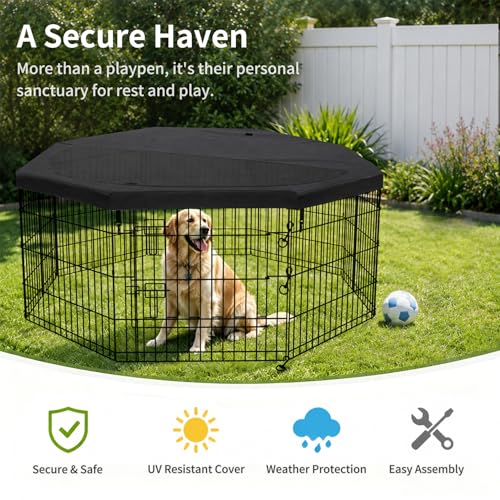 Foldable Metal Dog Exercise Pen (Black / 36''H)