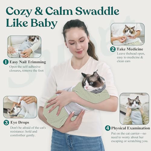 Cat Grooming Wrap for Cutting Nails (L: ( 18-24LB ) / Green)