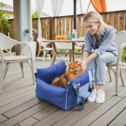 Dog Car Seat Pet Booster Car Seat for Small Medium Dogs (Blue)