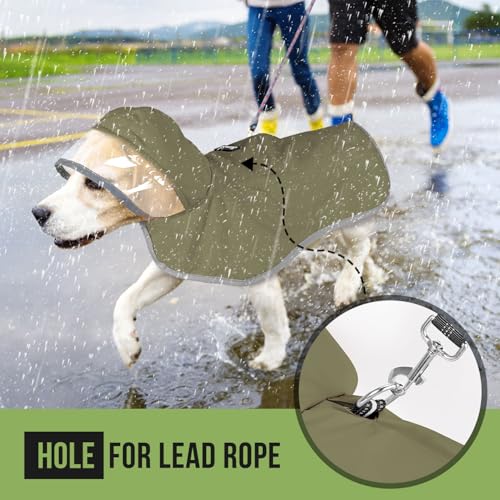 Dog Raincoat Lightweight Rain Jacket (Medium / Army Green - Ultra Light)