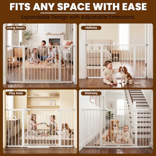 36 58" Extra Wide Baby Gate for Stairs (White / 36-58"W x 30"H)
