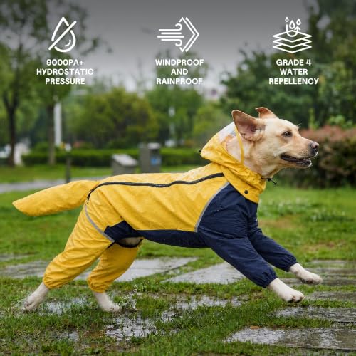 Full Body Dog Raincoat with Detachable Hood (Bright Yellow / Medium)