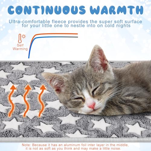 2 Pcs Large Self Warming Cat Pad Self Heating Cat Mat Bed Dog Crate Pet Blankets Thermal Heated Bed Mat for Outdoor Indoor Newborn Kittens Puppies Dog (24 x 18)
