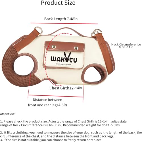 Dog Lift Harness Dog Carrier VES Harness Adjustable Leash with Small Puppy Treat Bag (X-Small(2-5 LBS) / 1.0 White)