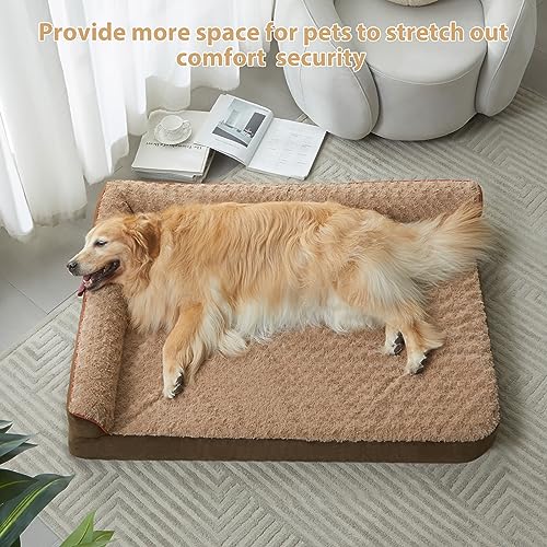 Orthopedic Washable Dog Bed (Beige Coffee / 42.0"l x 30.0"w x 7.5"th)