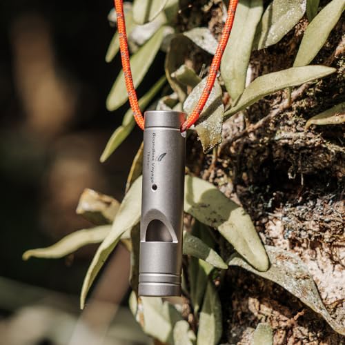 Titanium Whistle Emergency Survival Safety Whistles with Lanyard Loud for Outdoor Camping Hiking Coaches Training Sports Keychain Whistle (1 PCS - Ti9018)