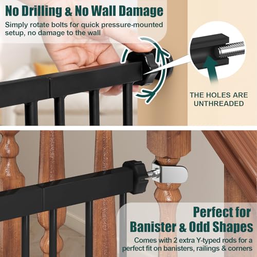29.7" 46" Baby Gate for Stairs (Black / 29.7-46"Wide,30"Tall)