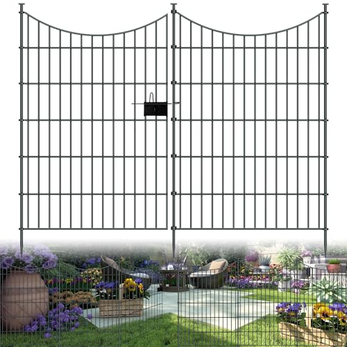 10‑Panel No‑Dig Garden Fence with Gate (10pc 23.6 ft(L) X 40 in(H)with Gate-Concave)