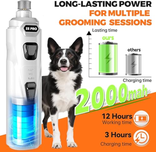 Whisper Quiet Dog Nail Grinder Safe & Stress (White)