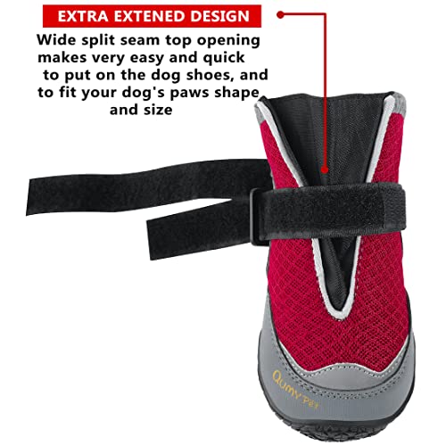 Dog Shoes for Large Medium Dog Boots & Paw Protectors for Hot Pavement (Red / Size 2: 1.9''x2.4''(W*L) for 18-27 lbs)