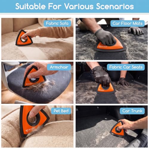 Mini Pet Hair Remover for Car Detailing Dog Hair Tool Brush (Orange)