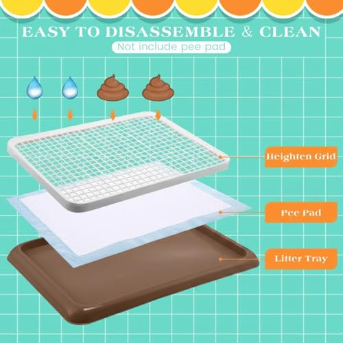 Dog Pee Pad Holder Potty Tray Portable Dog Litter Box Toilet Training for Indoor Outdoor Small Medium Large Pet Puppy (Coffee / 25.59 x 18.9 Inches)