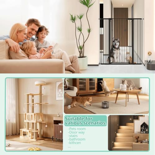 51" Extra Tall Cat Gate for Doorway Auto Close Encrypted Cat Gate 30" (Black / 51"H,30-49.27"W-Black)
