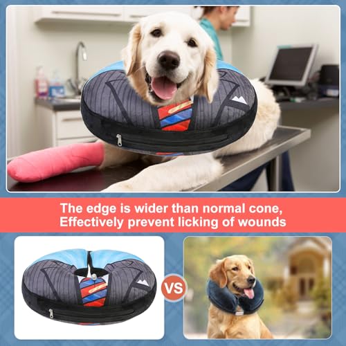 Dog Cone Collar Alternative After Surgery (Black Suit / L(Neck:16"-18"))
