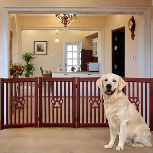 Foldable 4 Panel Dog Gate (Large Mahogany)