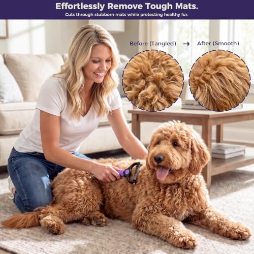 5PCS Dog Grooming Kit with Long Pin Slicker Brush for Dogs