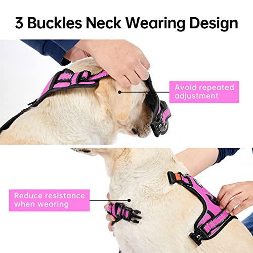 No Pull Dog Harness for Large Dogs (Fuchsia Pink / Large)