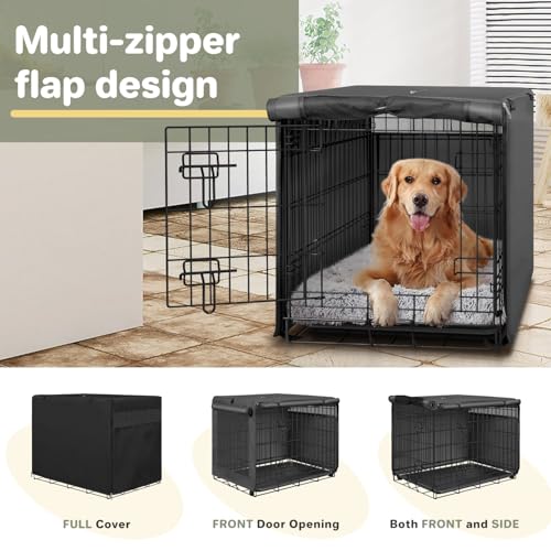 Dog Crate Cover (Black (with left window) / 24 Inch)