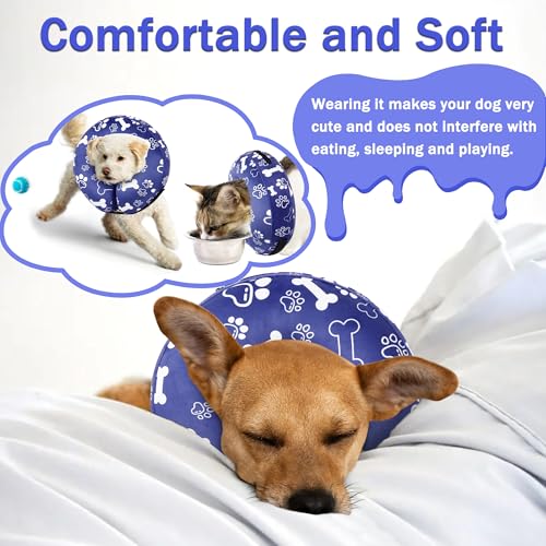 Recovery Donut Collar for Dogs & Cat (Darkblue / S（neck 4"-7"）)