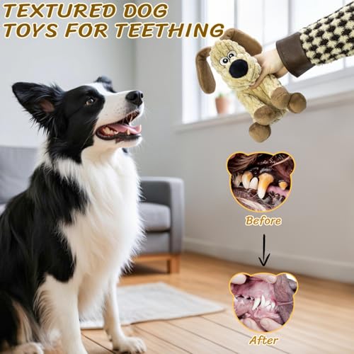 Squeaky Stuffed Dog Toys (Khaki)