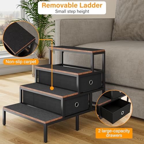 Dog Window Perch with 360° & Adjustable Raised Feeder (Brown)