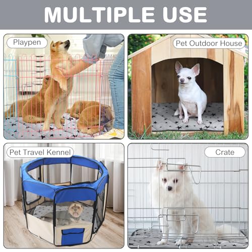 4 Pack Self Warming Cat Bed Self Heating Cat Mat Star Pattern Soft Dog Crate Pad Thermal Pet Mat Anti Slip Kennel Dog Washable Warming Bed for Outdoor Indoor (24 x 35 Inch / Gray)