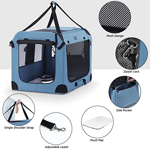 Collapsible Dog Crate (Blue / 40.0"L x 27.0"W x 27.0"H)