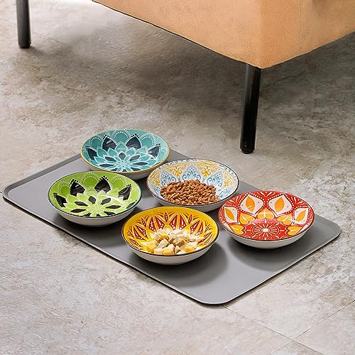 Boho 5 Ceramic Cat Bowls with Silicone Mat (ASCOLOR)