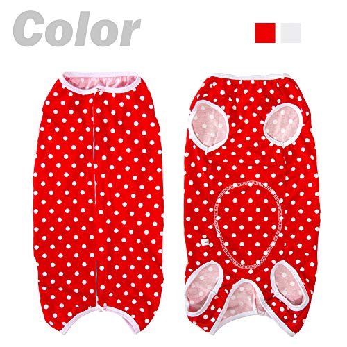 Dog’s Recovery Suit Post Surgery Shirt for Puppy (XX-Small / red spot)