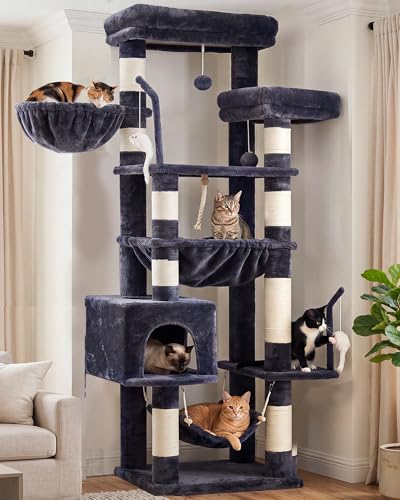 Cat Tree 63'' Cat Tower for Large Cats (63 inch / Smoky gray)