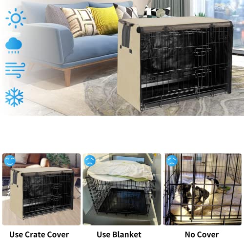 Dog Kennel Cover 42 Inch Waterproof 600D Oxford with 1 (42.0"L x 28.0"W x 30.0"H / Khaki Cover(only Cover))