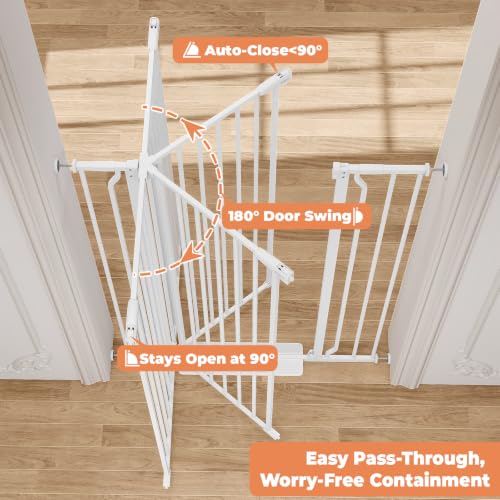 50" Extra Tall Baby Gate No Drilling (White / 29-40"Wide, 50"Tall)