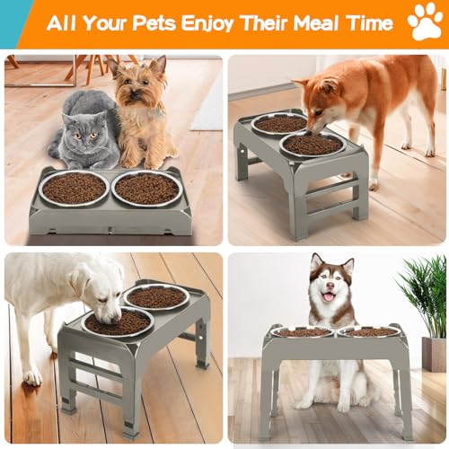 Elevated Bowls (Light Brownish Gray / 8" for Medium Dogs)