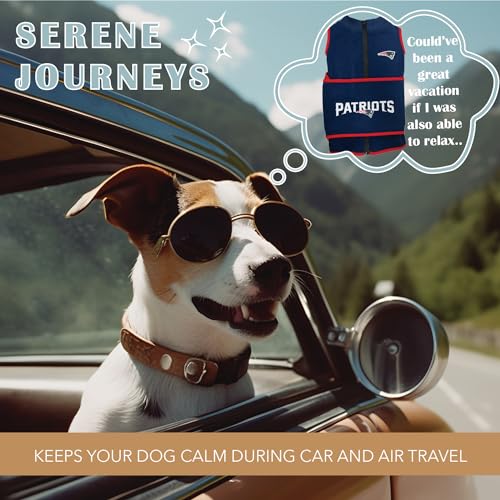 NFL New England Patriots Dog Anxiety Shirt Calming Soothing Solution Vest for Dogs Cats with Anxiety (New England Patriots / Large)