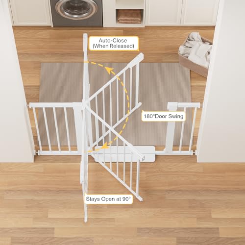 2-Pack 30-48 in Baby Gate for Stairs, Auto Close Dog Gate, White (White / 30-48"W x 30.5"H (2 Pack ))
