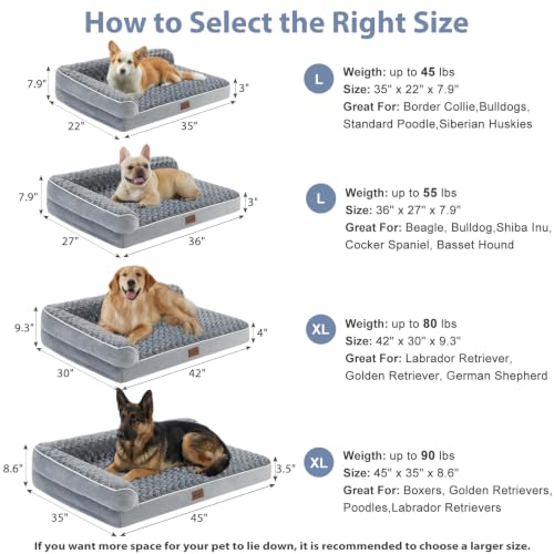 Orthopedic Washable Dog Bed (Gray / 48.0"l x 35.0"w x 7.5"th)