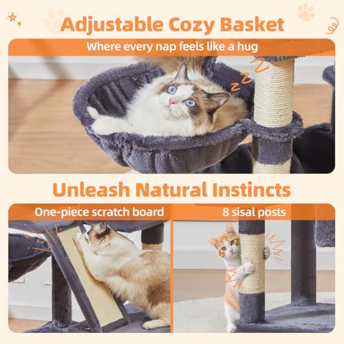 Sturdy Cat Tree (Smoky Gray / 57.5 Inches)